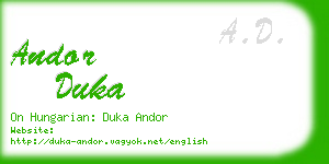 andor duka business card